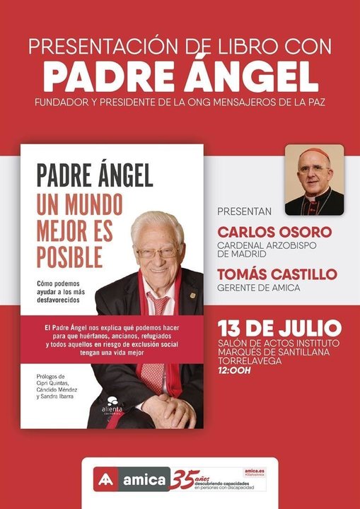 Cartel de presentación del libro del padre Ángel de su libro 'Un mundo mejor es posible'