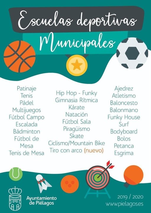 Cartel de las escuelas deportivas municipales de Piélagos