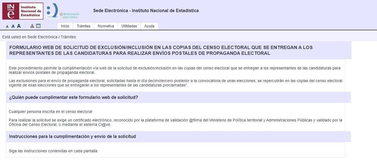 Formulario del INE para no recibir propaganda electoral